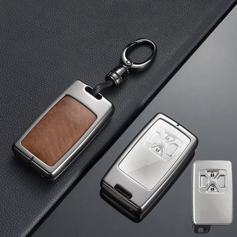 Zinc Alloy Leather for Toyota Estima Alphard Vellfire 2 3 4 5 Button Remote Smart Auto Car Key Case Cover Fob Keychain Keyring
