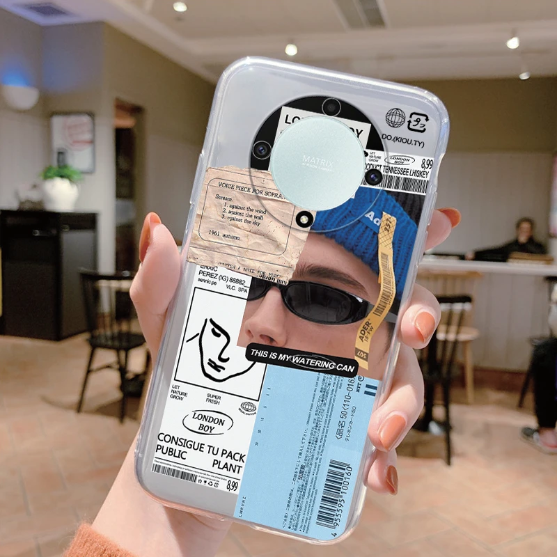 Clear Shockproof Silicone Case with Cute Cat Design - Transparent Cover