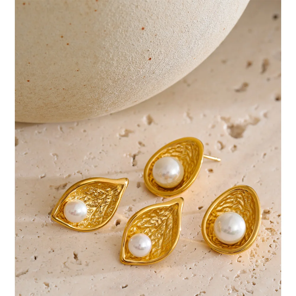 Yhpup Stainless Steel Earrings 16K Golden Plated