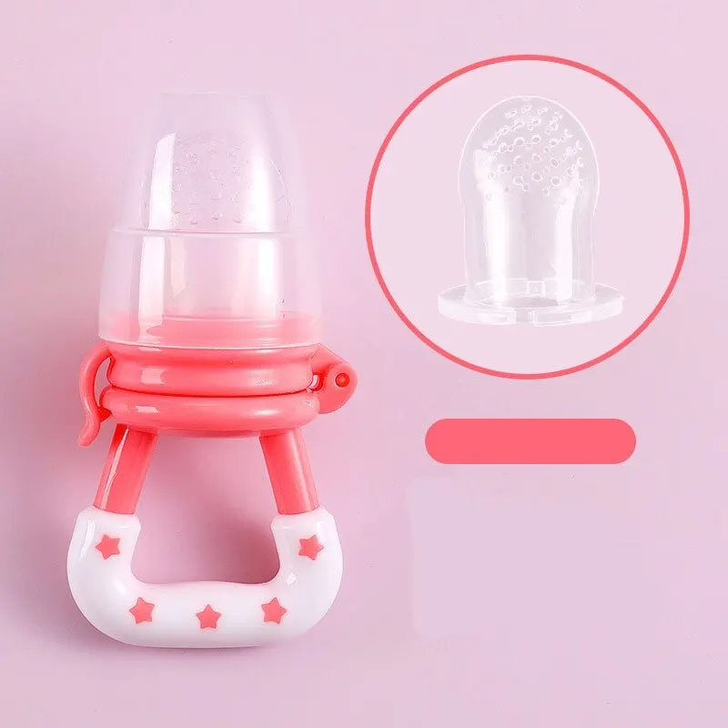 Silicone Fruit Feeder 3 PCS Newborn Food Feeder With Spoon Nibbler Pacifier Baby Feeding