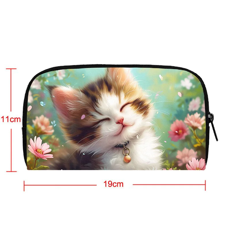 Cute Flower Cat Wallets Kawaii Baby Kitten Cats Credit Card Holder Long Wallet for Women Small Storage Bags Purse Clutch Bag 2