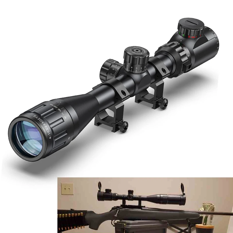 Rifle 4-16x44 Scope Red and Green Illuminated Scope With Locking Turret Sunshade and Mount Included CVLIFE