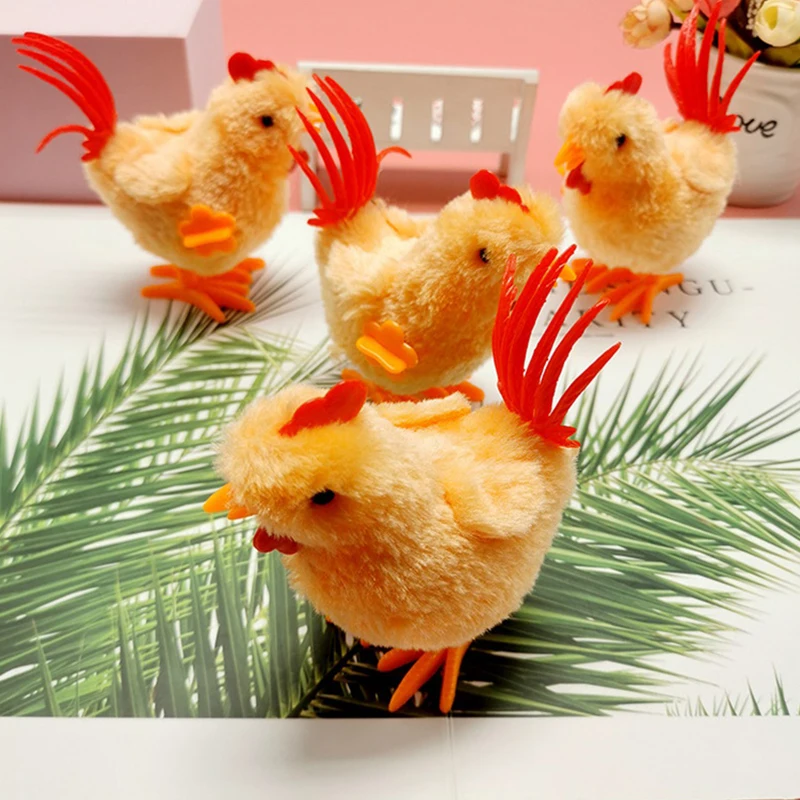 1Pc Big Rooster Wind-up Toy Chicken Clockwork Plush Jumping Toy Easter Gift Kid Educational Interactive Toy Birthday Gift