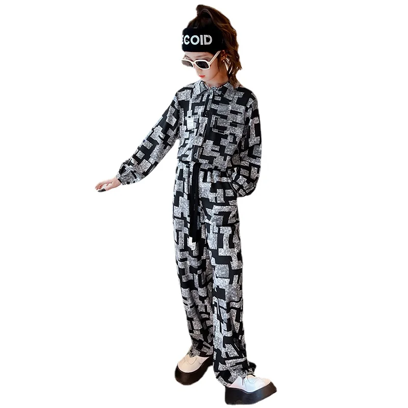 

Fashion Girls Autumn Suits New Camouflage Maze Figure Design Top + Pants 2pcs Kids Clothes for Teens Casual Outfits Set 4-14 Yrs