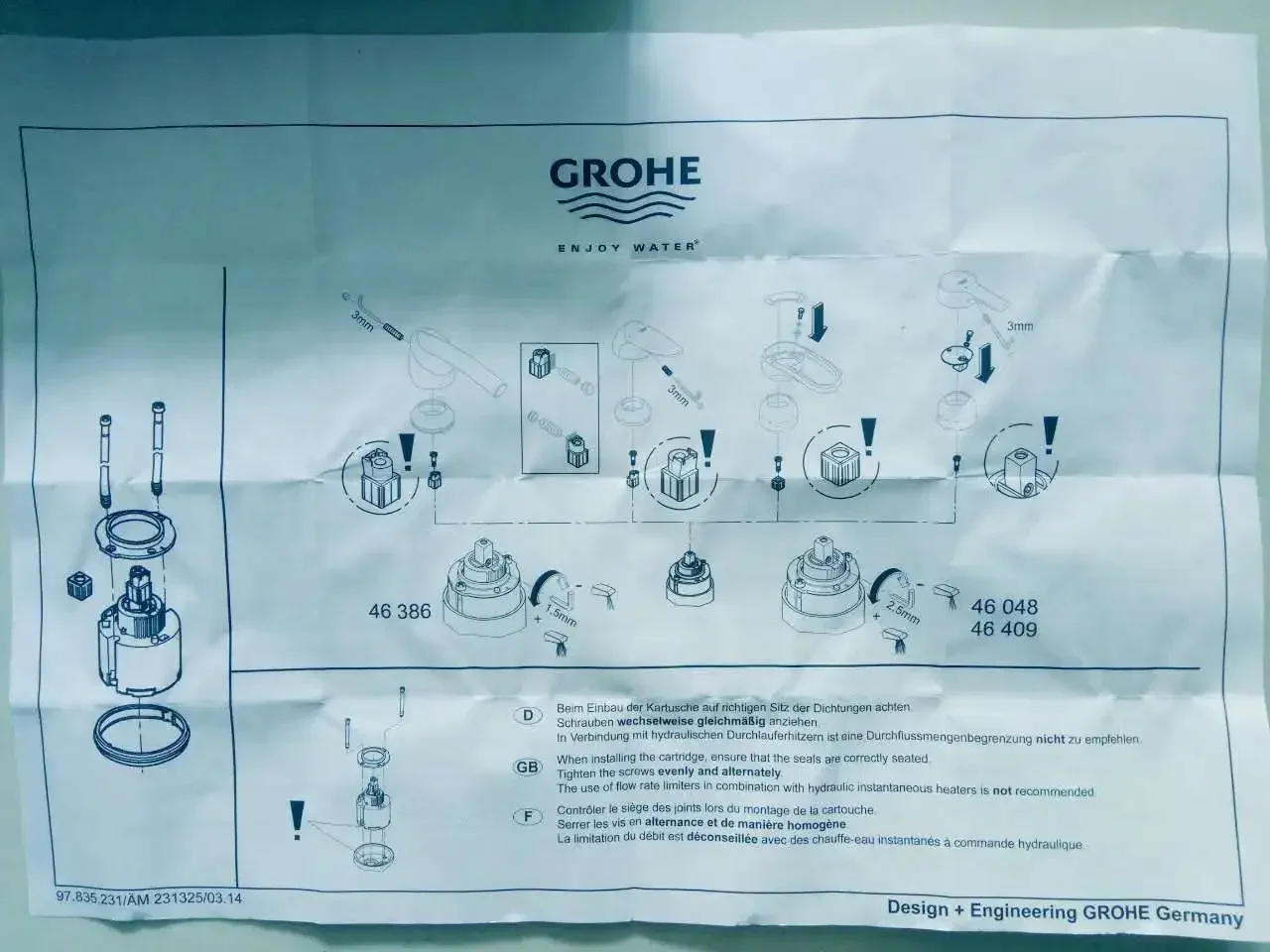 オリジナル本物の GROHE GROHE46048/46048000 蛇口壁埋め込み部品