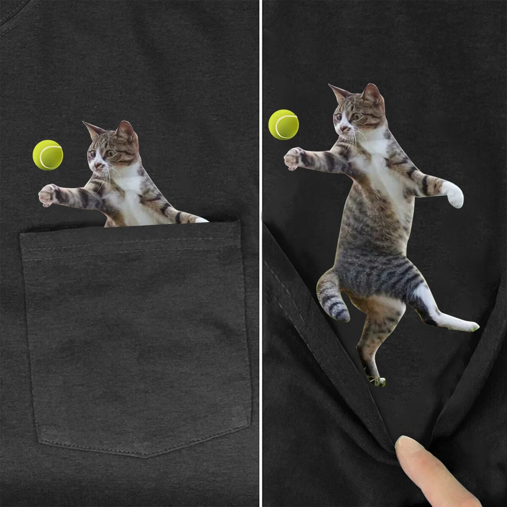 

CLOOCL Animals Cotton T-shirts Tennis Cat Sticker Printed T-shirt Adult Teens Summer Short Sleeve Shirts Tops Dropshipping