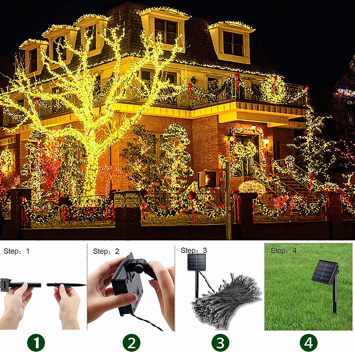 LED String Lights 300LED Outdoor Led Solar String Lights Waterproof Fairy Light Solar Powered Garland Lights 8 Mode 33m Garden Wedding Decoration decorative lights,string lights,led fairy lights