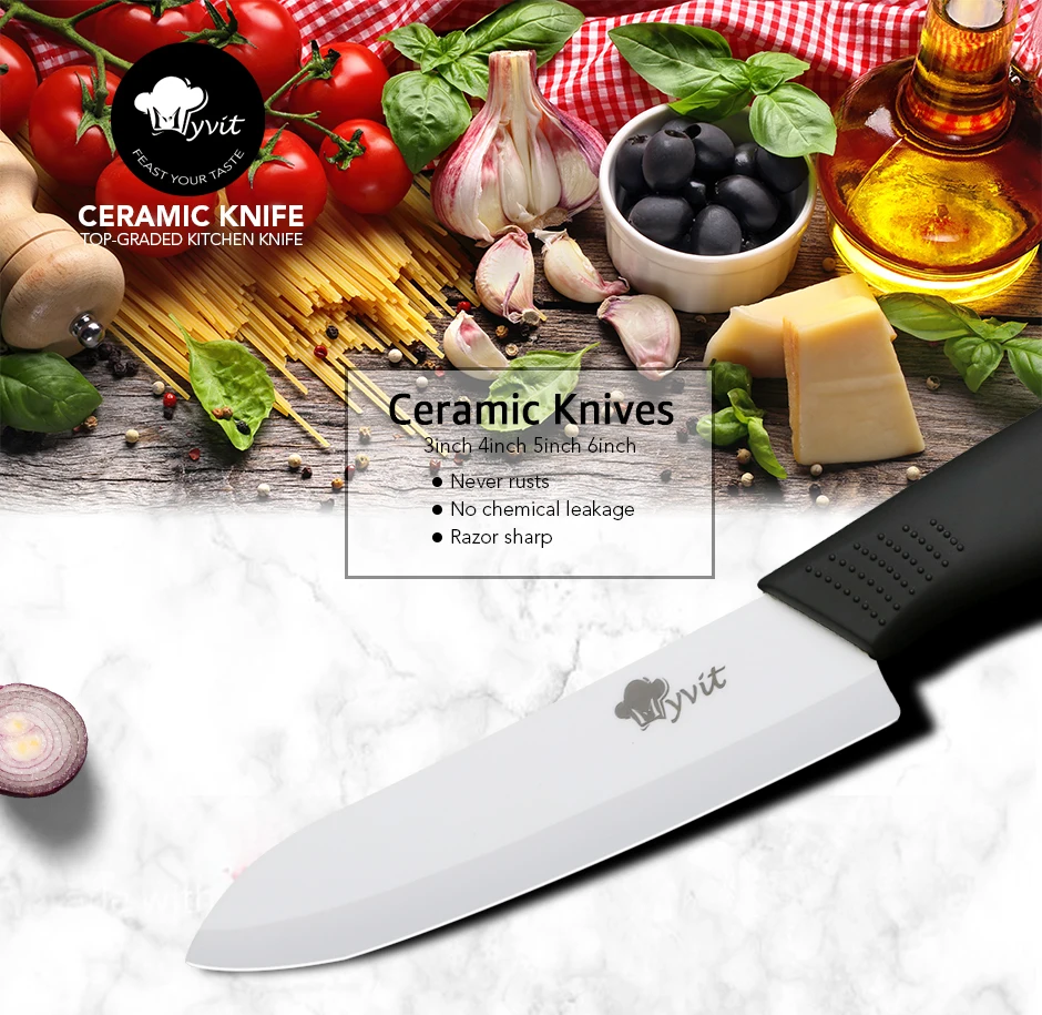 Ceramic knife Ultra Sharp 6 Ceramic Chef's knife with Sheath Cover,Black  Blade