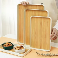 Bamboo Tray Japanese Dinner Plate Imitation Bamboo Pattern Tea Tray Kitchen Storage Plastic Storage Tray Thickened Anti-drop 1