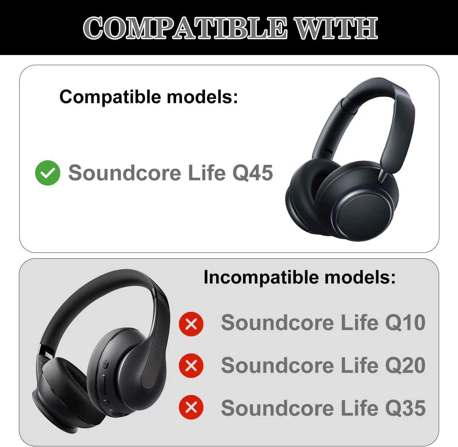KUTOU Earpads Replacement for Anker Soundcore Space Q45 Headphones Replacement Soft Protein Earpads Earmuffs Ear Cushion Cover