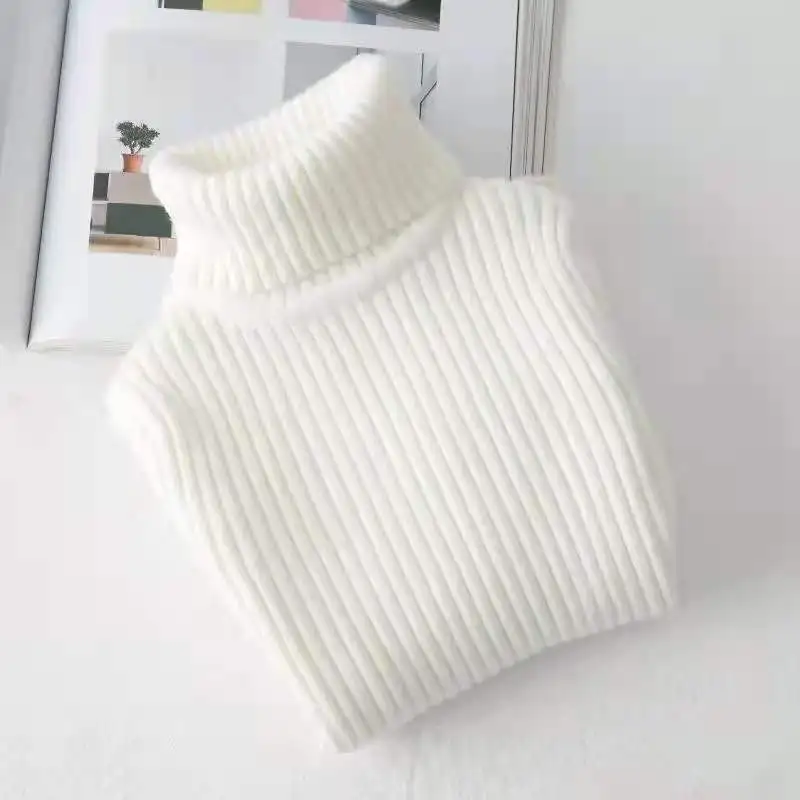 봄  소년 터틀넥 니트 스웨터 겨울 어린이 옷 소녀 따뜻한 풀오버 스웨터 니트웨어 어린이 울 코트 탑스 2-8세