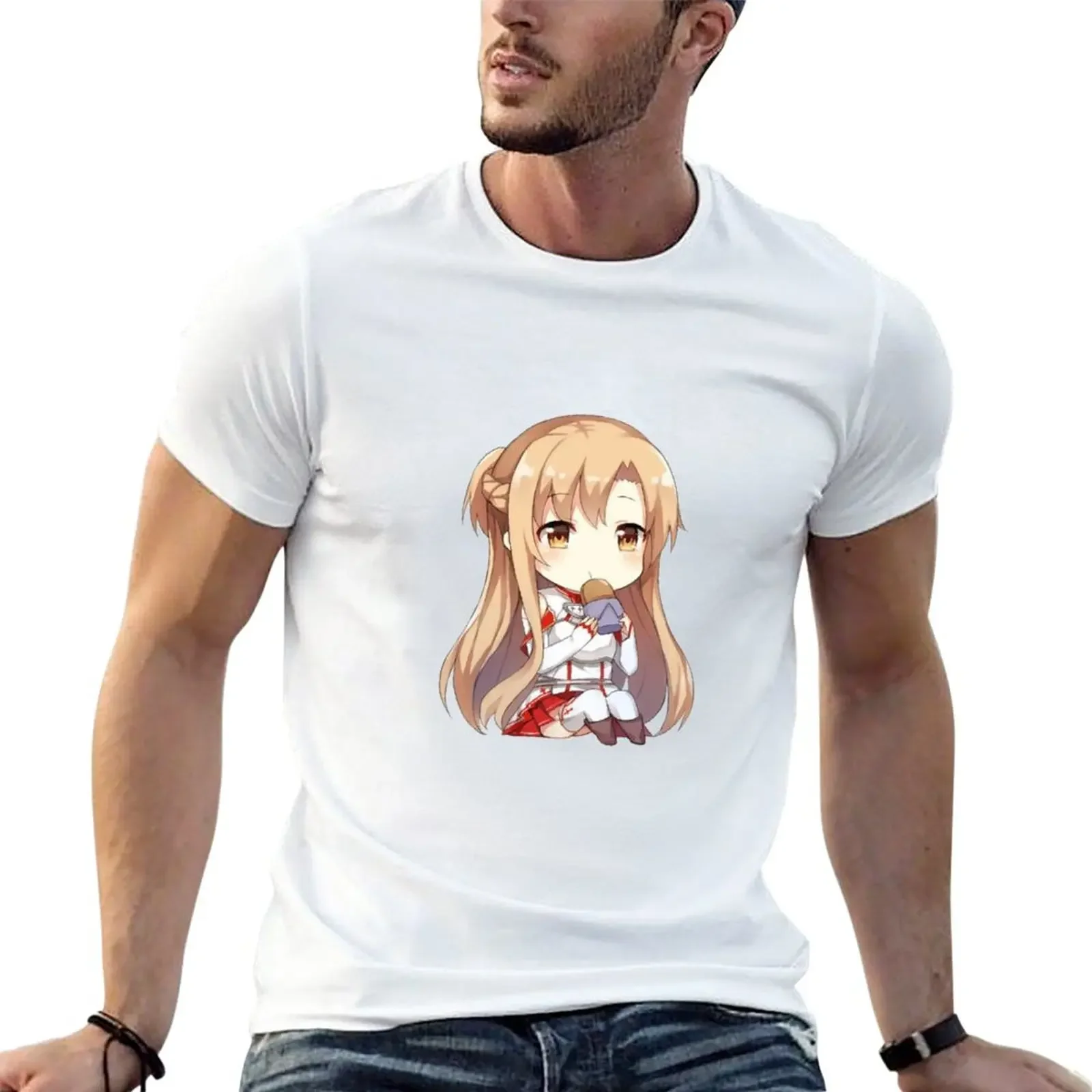 

Asuna футболка Chibi Новая коллекция милых мужских футболок