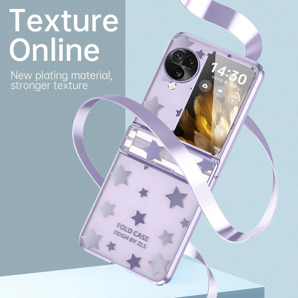 For OPPO Find N3 N2 Flip Case Hinge Star Fashion Plating Clear Shockproof Protection Cover Find N3 Find N2 Flip Phone Cases