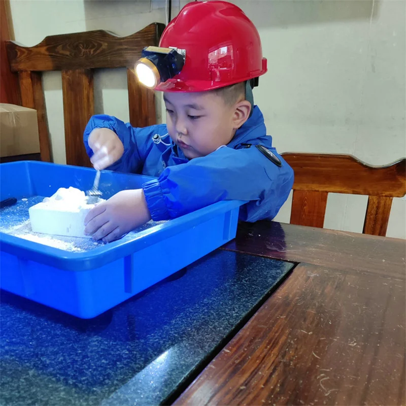 Children Safety Helmet with LED Headlight Kids Miner Hard Hat Children Helmet with Head Lamp