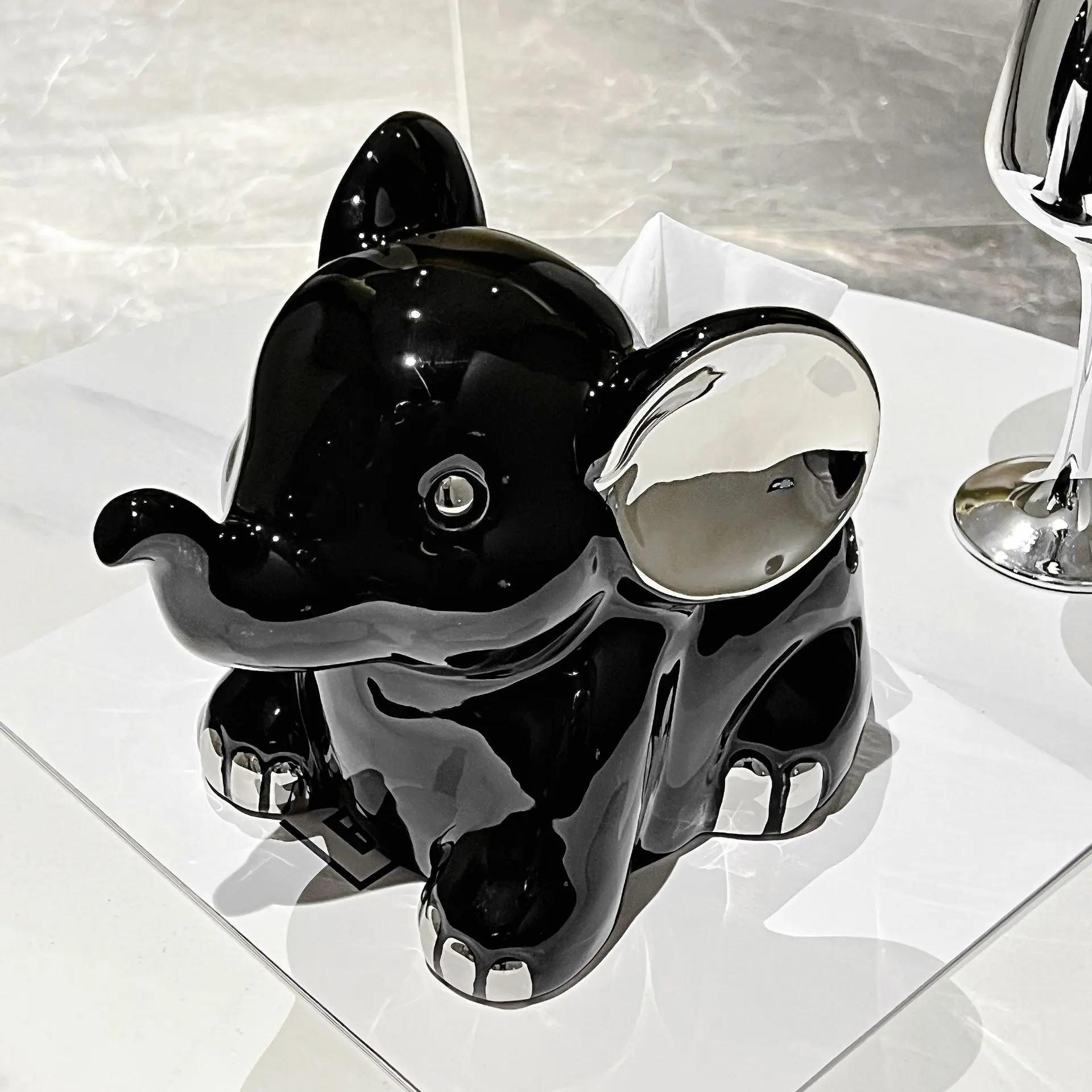 Creative Ceramic Cute Elephant Shaped Tissue Box Light Luxury Napkin Box Home Living Room Bedroom Hotel Tea Table Decoration 1Pc