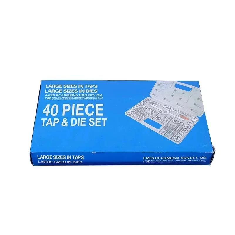 40PC 베어링 강철 미터 나사 탭 세트 전체 세트 탭 및 다이 세트 M25 다이 랙 렌치 M3-M12 나사 탭 트위스트 플레이트 1/2