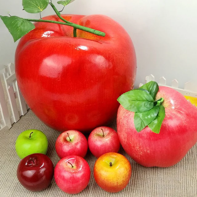 Artificial Apples Simulated Fruit Apples Fake Display Fruit Home Shop Kitchen Decor Supplies Red Green Wedding Decoration Props