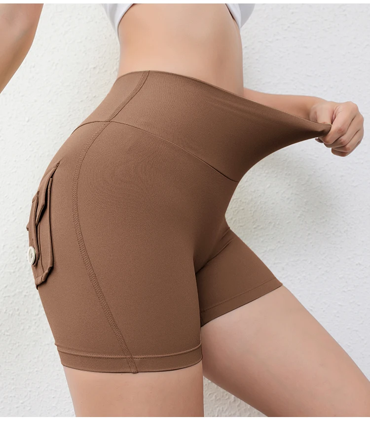 Women Sports Fitness Shorts Scrunch Butt Tummy Control Workout Yoga Shorts With Pockets