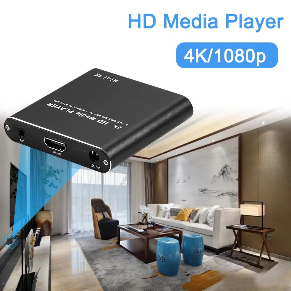 

4K 1080P Mini Media Player Full HD TV Box UK Plug Support Streaming Card Player HDMI/USB/AV/Memory Media Mini