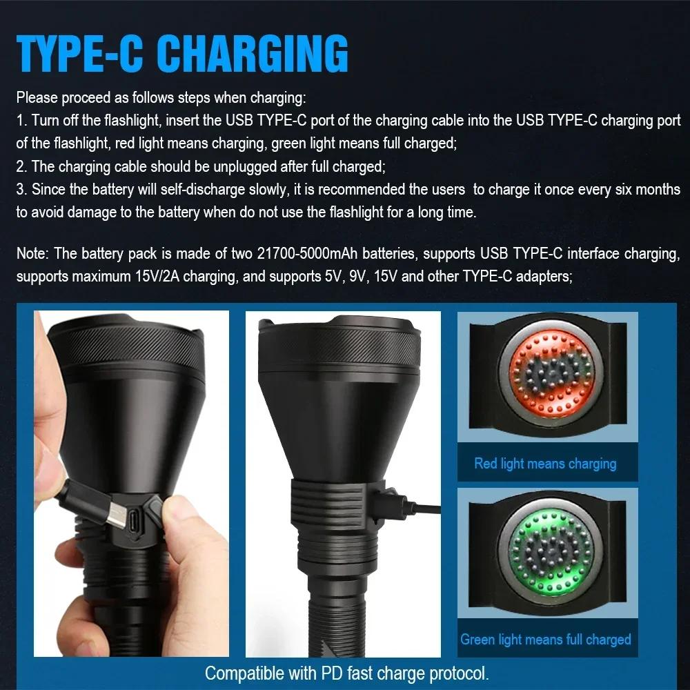 Rechargeable Tactical LED Flashlight for Outdoor Hunting