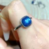 Natural Crystals Kyanite Cube Ring Silver Flash Scintillating Painting Gemstones Women Men Adjustable Energy Ore 1