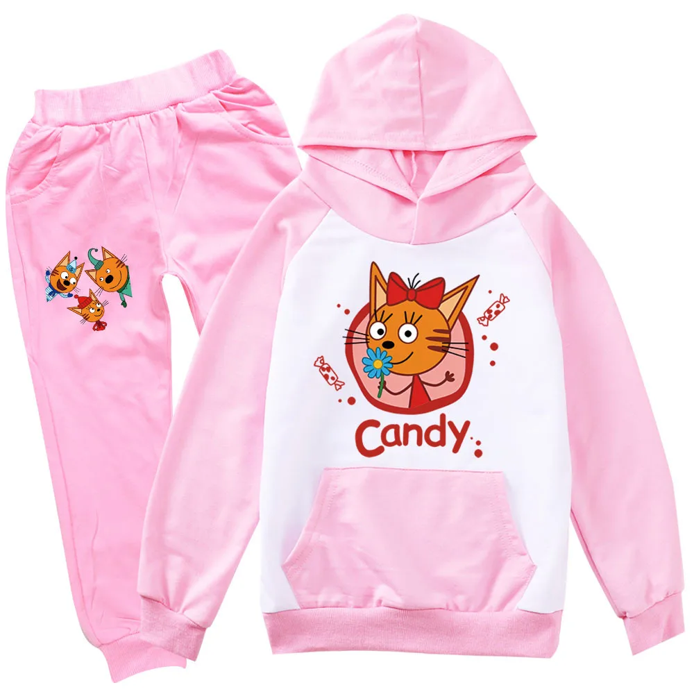 

Kid-E-Cats Baby Girls Cartoon Russian TpnkoTa Three Kittens Clothing Set Kids Hoodies Pants 2pcs Sets Teenager Boys Sports Suits