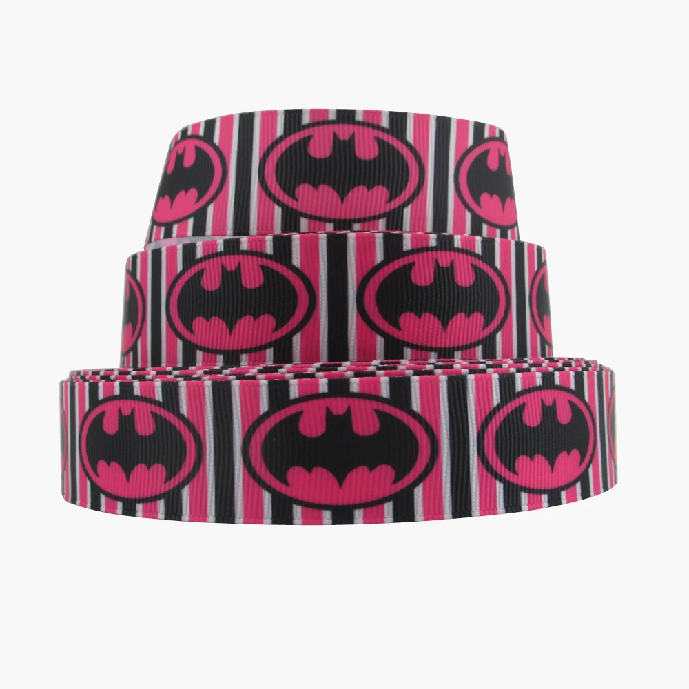 5 Yards Multi Size Hero Bat Movie Printed Grosgrain Ribbon For Party Decoration Ribbons DIY Bow Gift Packing,5Yc12674