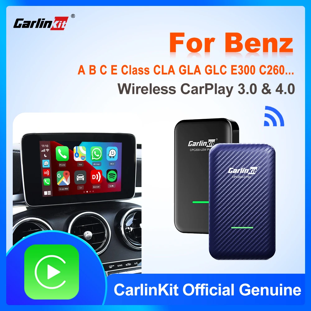Carlinkit-ワイヤレスミニプレーヤー用のCarplayアダプター,wifiボックス付き,メルセデスベンツc  eクラス,ml,glc,cla,amg,ドングル,4.0/3.0用