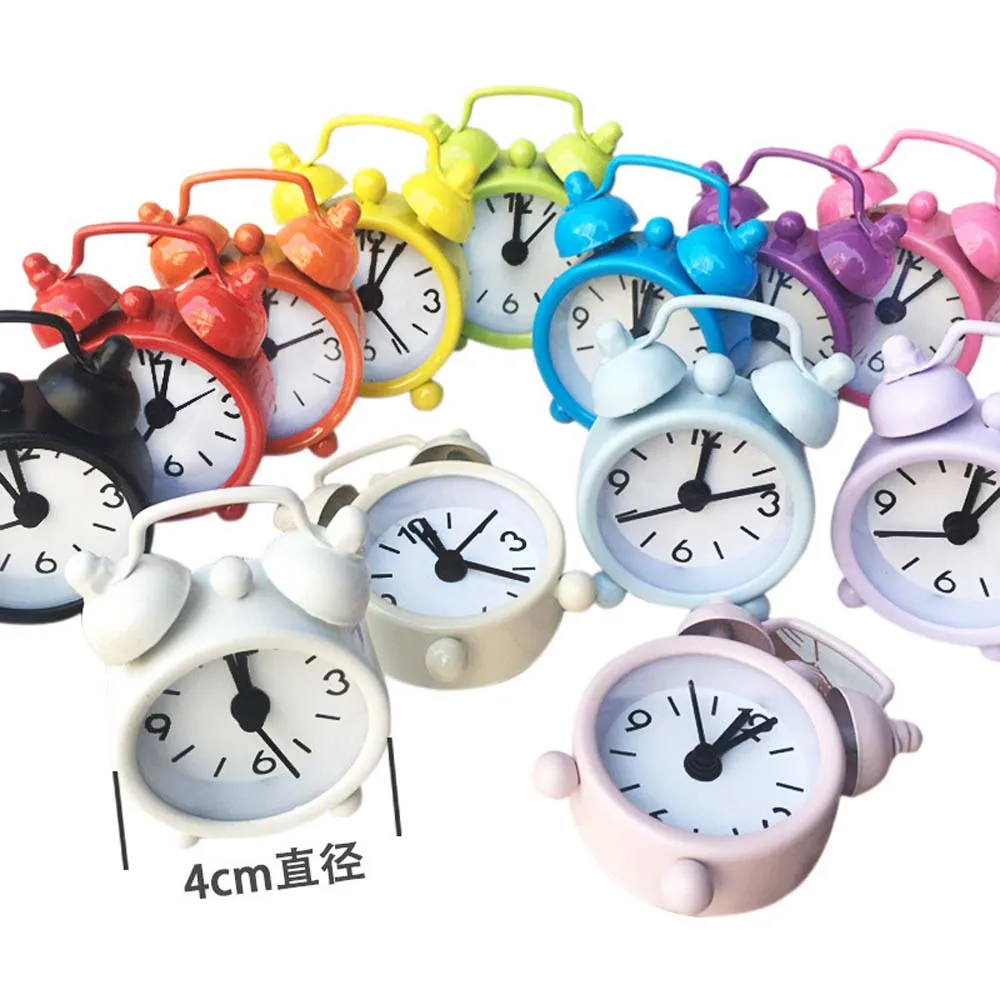 New Mini Alarm Clock Electronic Round Number Double Bell Desk Table Digital Quartz Clock Home Decoration Retro Portable Adapdesk