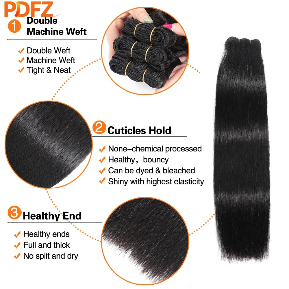 100% Real Human Hair 100G/Bundle Straight Human Hair Bundles Raw Virgin Unprocessed Straight Human Hair Bundles Extensions 4