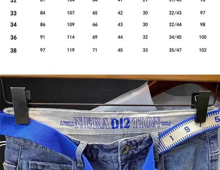 Description Picture 5 of itemTrendy Straight-leg Slim Fit Jeans For Men Spring 2024 New Style Holes At The Top 9 Points 70% Cotton 20% Elasticity Pants