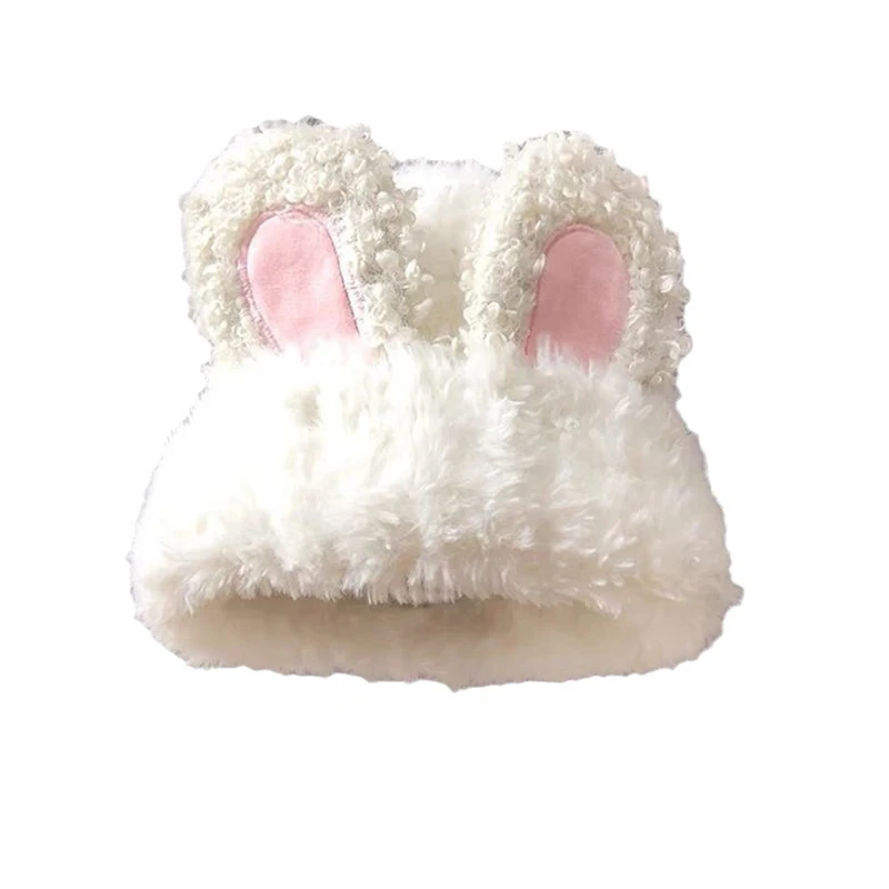 Cute Plush Rabbit Ears Wool Hat Women Autumn And Winter Warm Simple Knitted Cap Sweet Versatile Ear Protector Beanie Hats