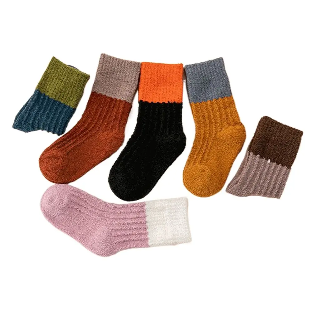 Patchwork Color Autumn Winter Home Sleeping Socks Gifts Children Mid Tube Socks Kids Socks Striped Socks Floor Socks