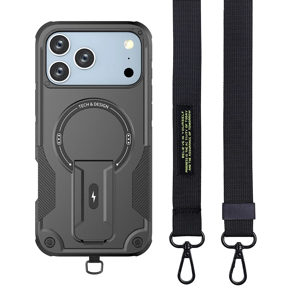 Universal Lanyard Case with Wireless Charging and Stand Cover Feature