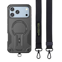 Universal Lanyard Case with Wireless Charging and Stand Cover Feature - iPhone 15 Plus (Black)