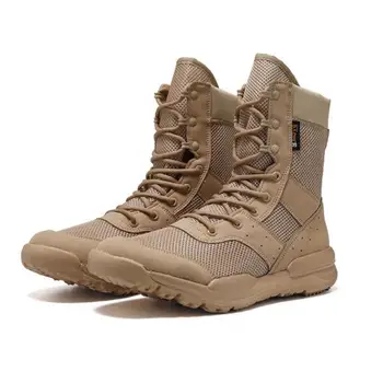 남성용 통기성 사막 하이킹 부츠, 하이탑 야외 등산 신발, 경량 부츠, 여름