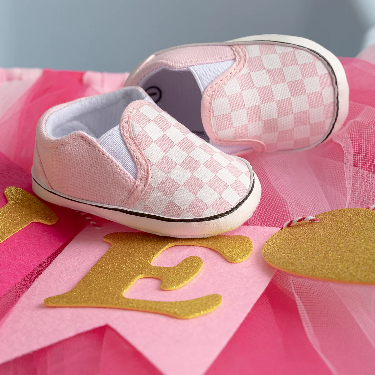 Classic Baby Boys Girls Plaid Canvas Shoes Non Slip Soft Bottom Board Shoes Lightweight Comfortable Outdoor Toddler Shoes 4