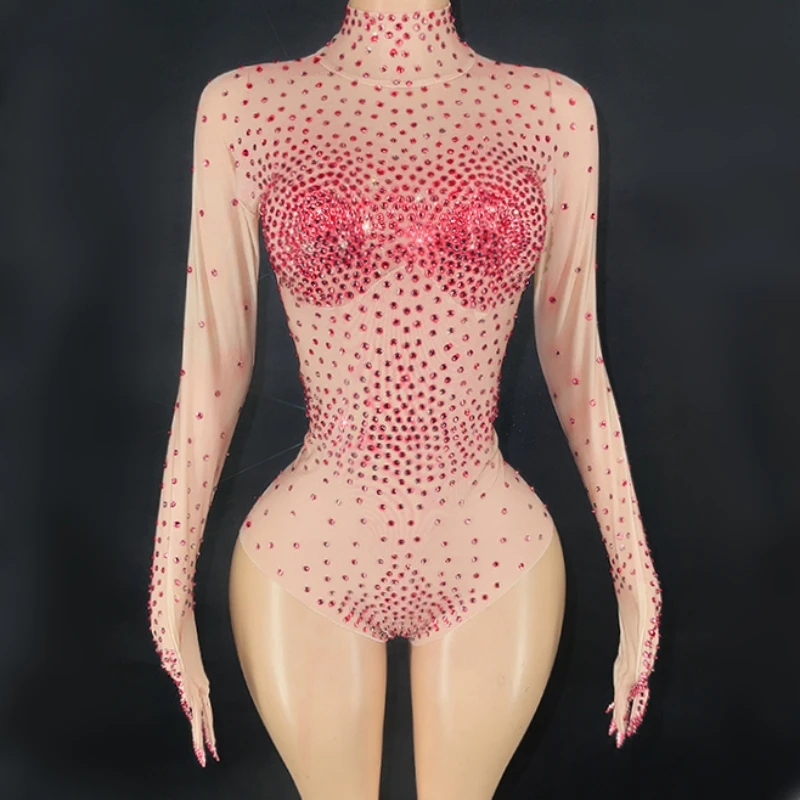 

Sparkly Rhinestones Bodysuit Women Stage Costume Nightclub Dance Female Singer Show Bright Sexy Bodycon Leotard
