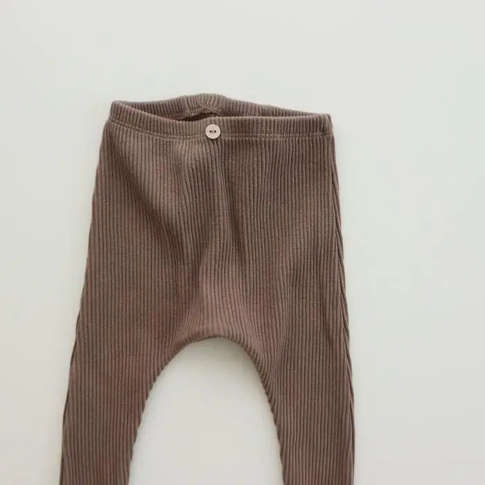 Baby Leggings Spring Autumn Ins Boy Girl Baby Ribbed Leggings Children Solid Tight Casual Pants Infant Fashion Cotton Trousers Toddler Clothes