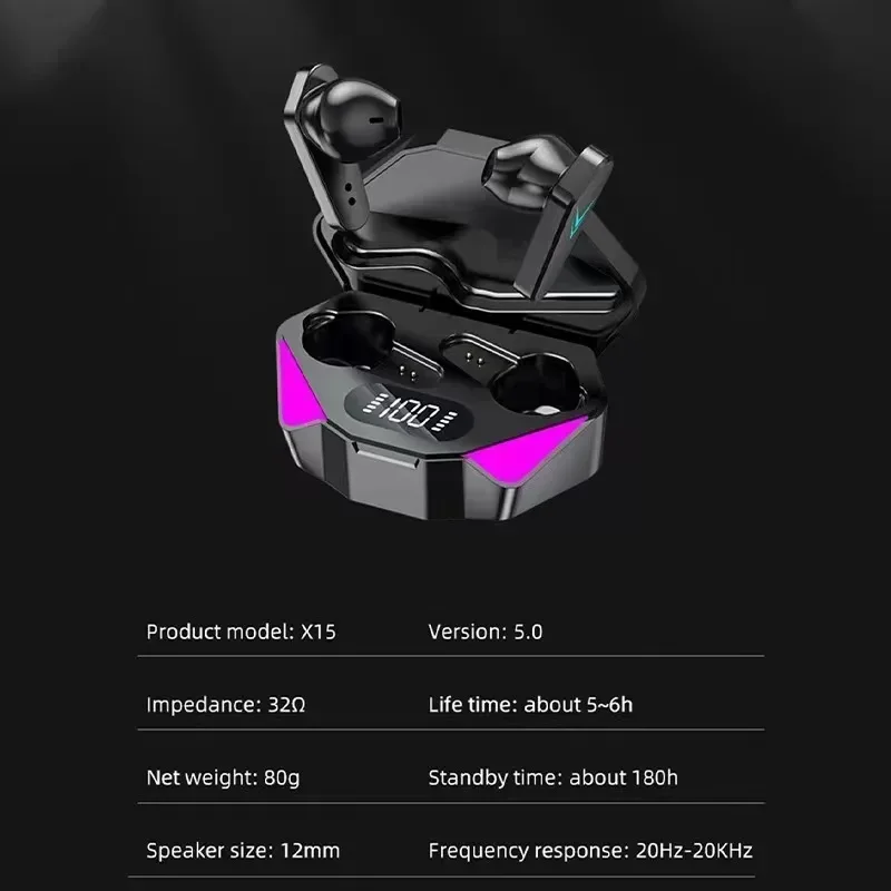 X15 Wholesale Tws Earphone Bluetooth Wireless Without Box V5.1 inEar Headphones Bluetooth Hearing Aids Sport Gamer Headset Phone 6