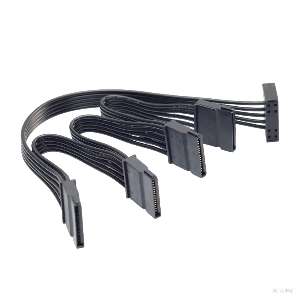 1 to 4 ways 15Pin Sata Power Supply Male to Female Extension Cable Splitter For HDD SSD bay PC Server  SATA Port Multiplier