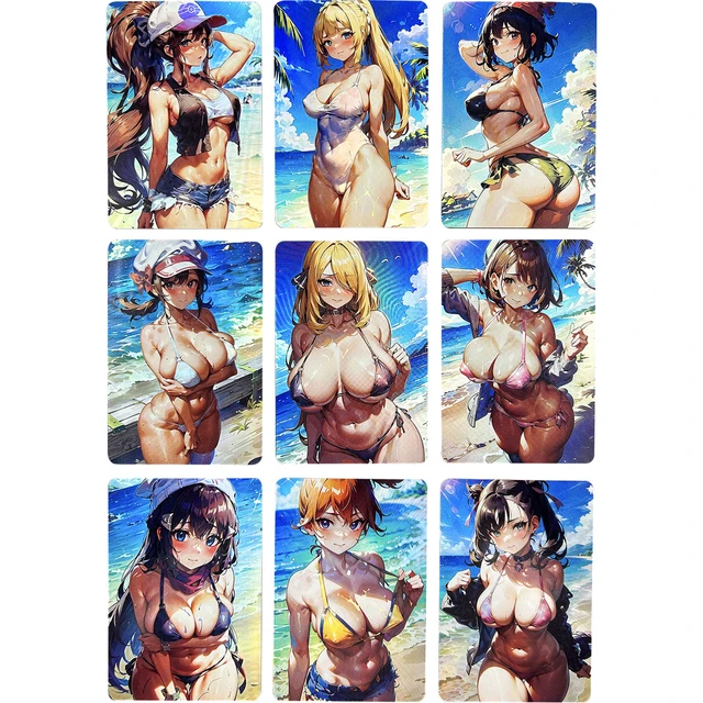 9Pcs/set Pokemon Trainer Marnie Cynthia Touko Anime Collection Card Fat  Buttocks Ample Breasts Refractive Colorful Flash Cards - AliExpress