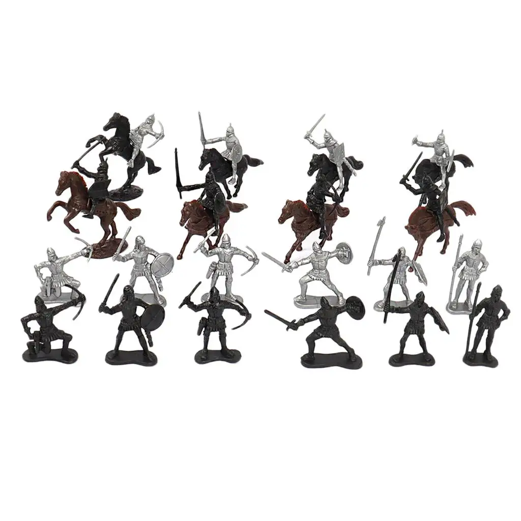 28Pieces Middle Ages Medieval Figures Knight & Army 