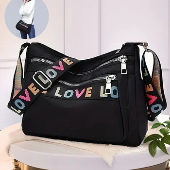 حقيبة كروس عصرية بنمط حروف، حقيبة كتف كاجوال بسحاب ذات سعة كبيرة، حقيبة ساعي أكسفورد عصرية للنساء والفتيات