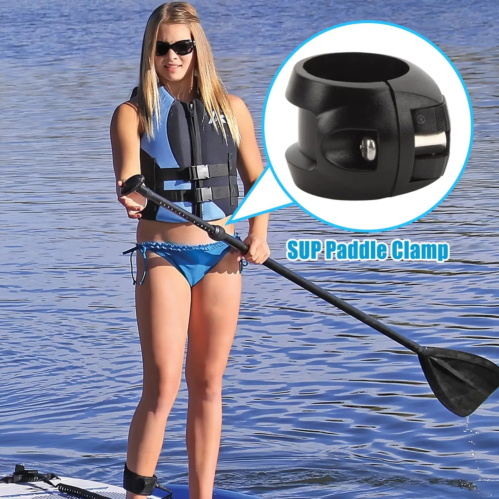 Kayak Paddle Clamp Quick Release Paddle Shaft Clamp Adjustable Oarlock For Kayak Canoe Water Sports Pool River Lake Marine