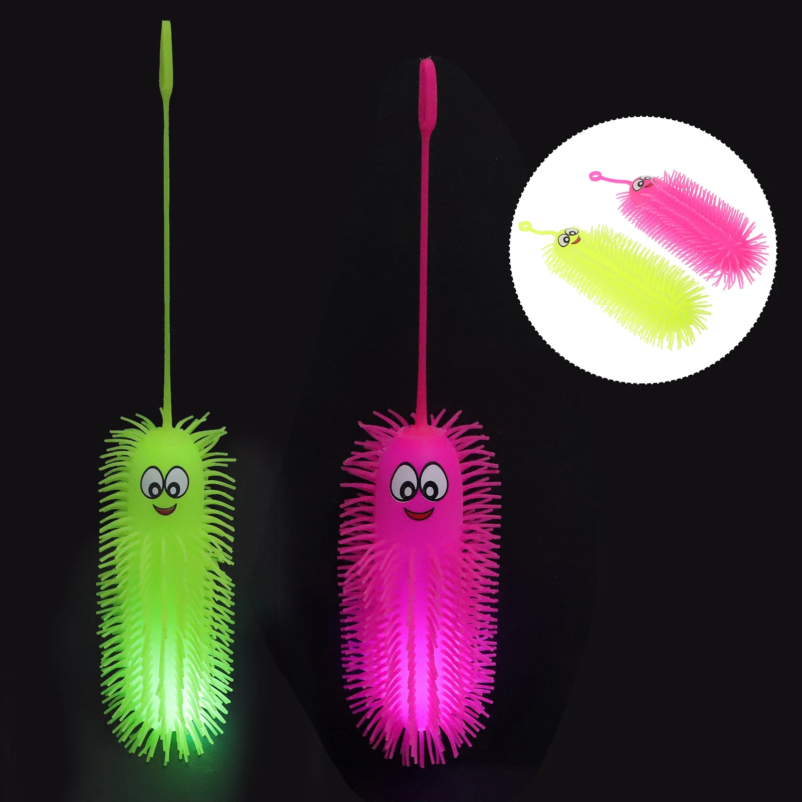

Luminous Caterpillars Toys Flashing Glowing Light Squishy Ball Soft Squeeze Toys Decompression Toys Random Color