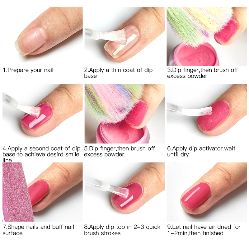 MEET ACROSS Dipping Nails Powder Natural Dry No Lamp Cure Art Decoration Pigment Dust Gel Glitter French Acrylic Nail Art DIY nail powder nail glitter nail pigment nail decoration nail decorations