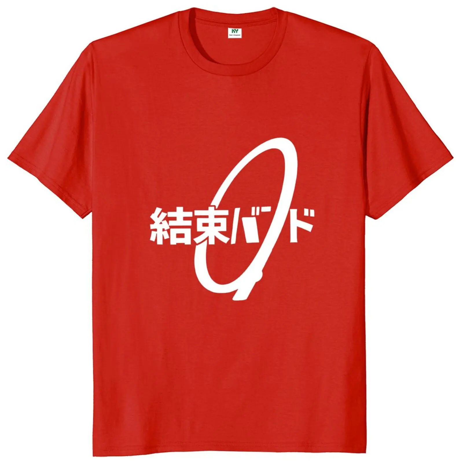 Camiseta con lazo de Cable kanji hiragana Kessoku Band Rocker, 100% algodón, talla europea