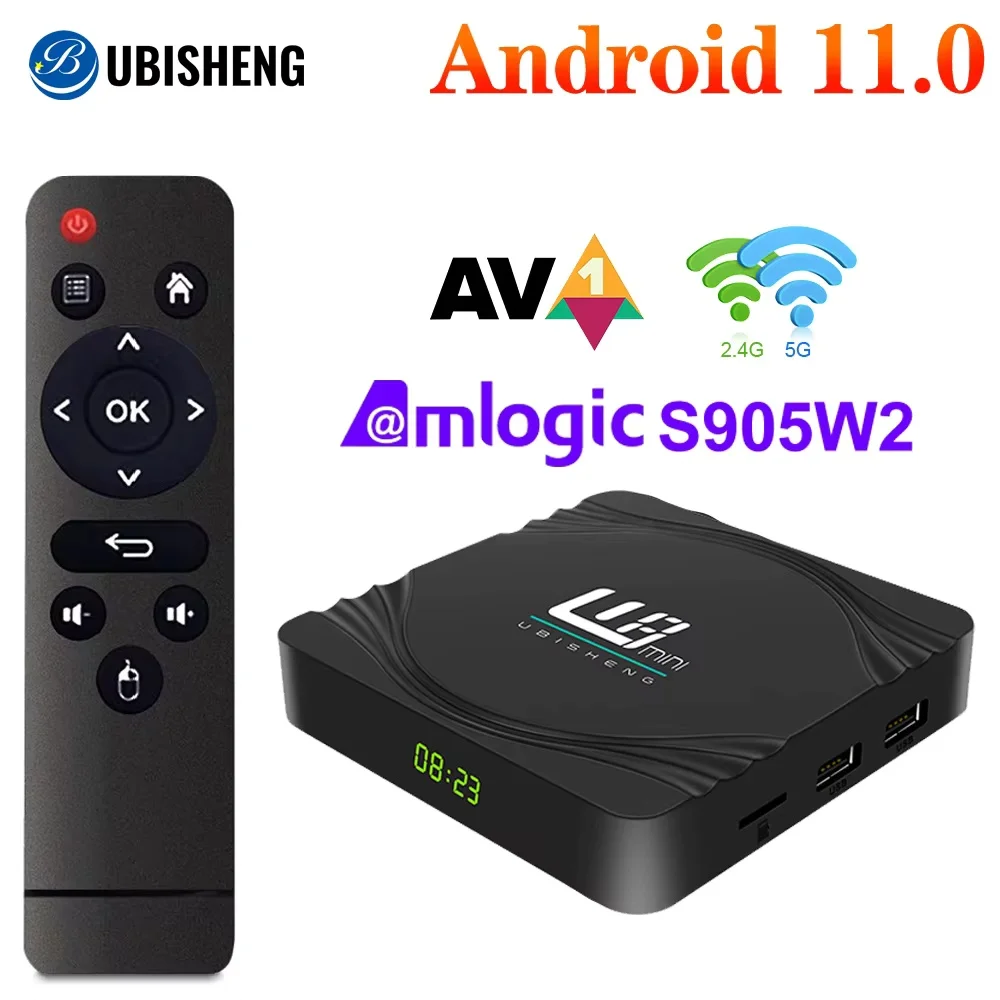 UBISHENG Android 11 TV Box Amlogic S905W2 Dual Wifi 16G Quad
