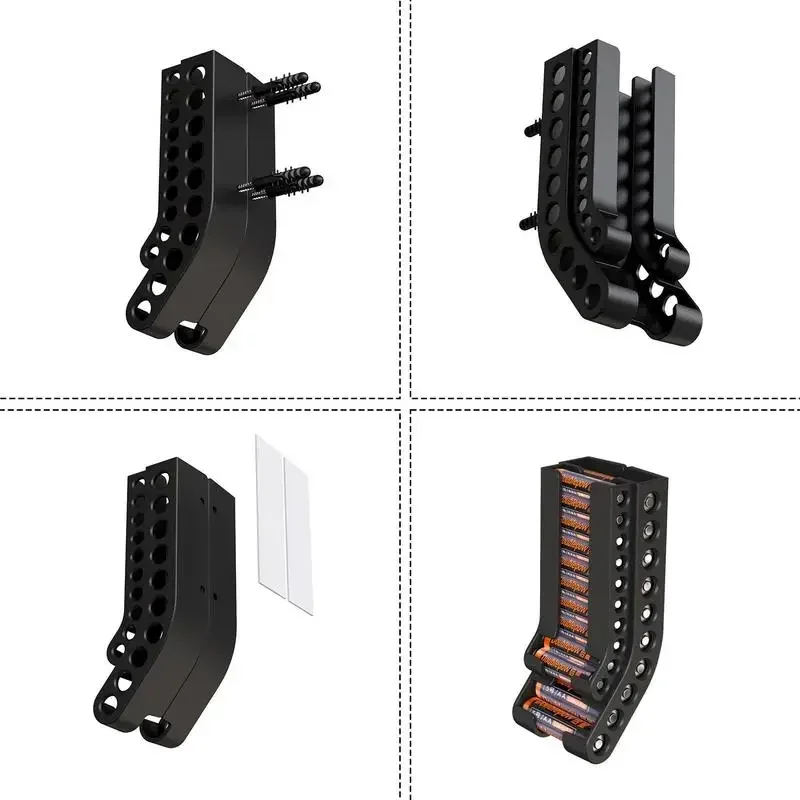 Organizzatore di accumulo di batterie AA e AAA Combo Portabatterie piccolo Supporto da parete Contenitore per dispenser di batterie per batterie 10AAA e 10AA - immagine 3
